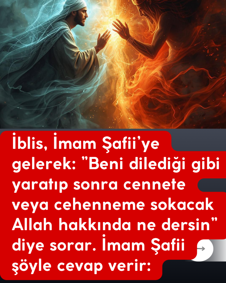 İblis, İmam Şafii’ye gelerek: ”Beni dilediği gibi yaratıp sonra cennete veya cehenneme sokacak Allah hakkında ne dersin” diye sorar. İmam Şafii şöyle cevap verir: