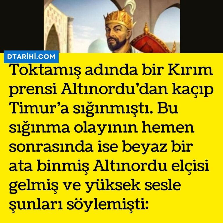 Toktamış adında bir Kırım prensi Altınordu’dan kaçıp Timur’a sığınmıştı. Bu sığınma olayının hemen sonrasında ise beyaz bir ata binmiş Altınordu elçisi gelmiş ve yüksek sesle şunları söylemişti: