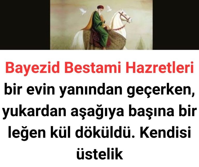 Bayezid Bestami Hazretleri bir evin yanından geçerken, yukardan aşağıya başına bir leğen kül döküldü. Kendisi üstelik