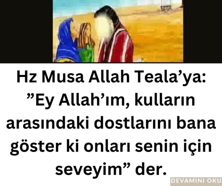 Hz Musa Allah Teala’ya: ”Ey Allah’ım, kulların arasındaki dostlarını bana göster ki onları senin için seveyim” der.