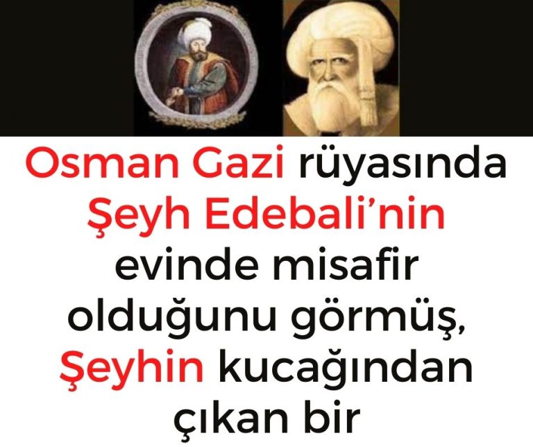 Osman Gazi rüyasında Şeyh Edebali’nin evinde misafir olduğunu görmüş, Şeyhin kucağından çıkan bir