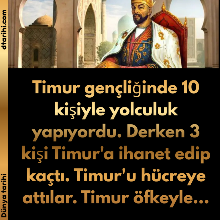 Timur gençliğinde 10 kişiyle yolculuk yapıyordu. Derken 3 kişi Timur’a ihanet edip kaçtı. Timur’u hücreye attılar. Timur öfkeyle…