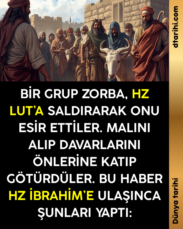 Bir grup zorba, Hz Lut’a saldırarak onu esir ettiler. Malını alıp davarlarını önlerine katıp götürdüler. Bu haber Hz İbrahim’e ulaşınca şunları yaptı: