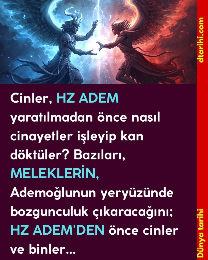 Cinler, HZ ADEM yaratılmadan önce nasıl cinayetler işleyip kan döktüler? Bazıları, MELEKLERİN, Ademoğlunun yeryüzünde bozgunculuk çıkaracağını; HZ ADEM’DEN önce cinler ve binler…