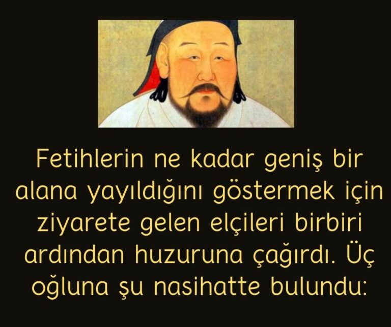 Fetihlerin ne kadar geniş bir alana yayıldığını göstermek için ziyarete gelen elçileri birbiri ardından huzuruna çağırdı. Üç oğluna şu nasihatte bulundu: