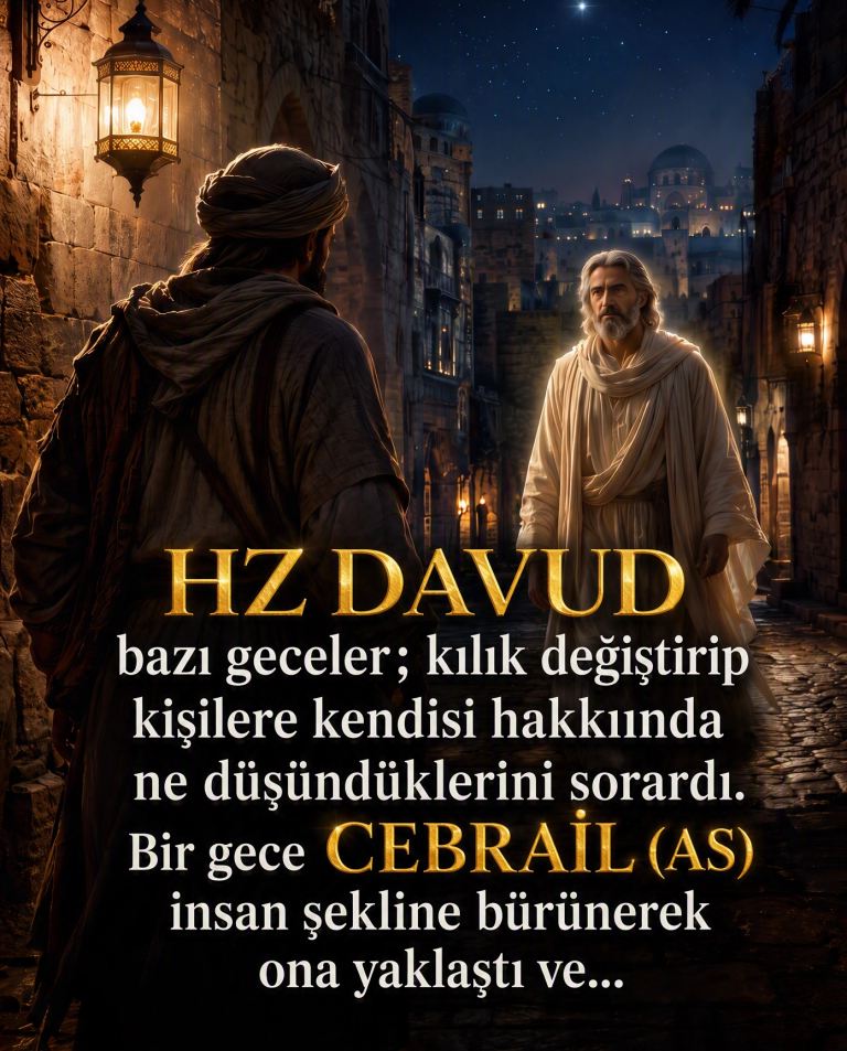 HZ DAVUD bazı geceler kılık değiştirip dışarı çıkar; karşılaştığı kişilere kendisi hakkında ne düşündüklerini sorardı. Bir gece CEBRAİL (AS) insan şekline bürünerek ona yaklaştı ve…