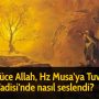 Yüce Allah, Hz Musa’ya Tuva Vadisi’nde nasıl seslendi? Oraya gelince, o kutsal yerdeki vadinin sağ kıyısındaki ağaçtan kendisine şöyle seslenildi: