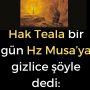 Hak Teala bir gün Hz Musa’ya gizlice şöyle dedi: