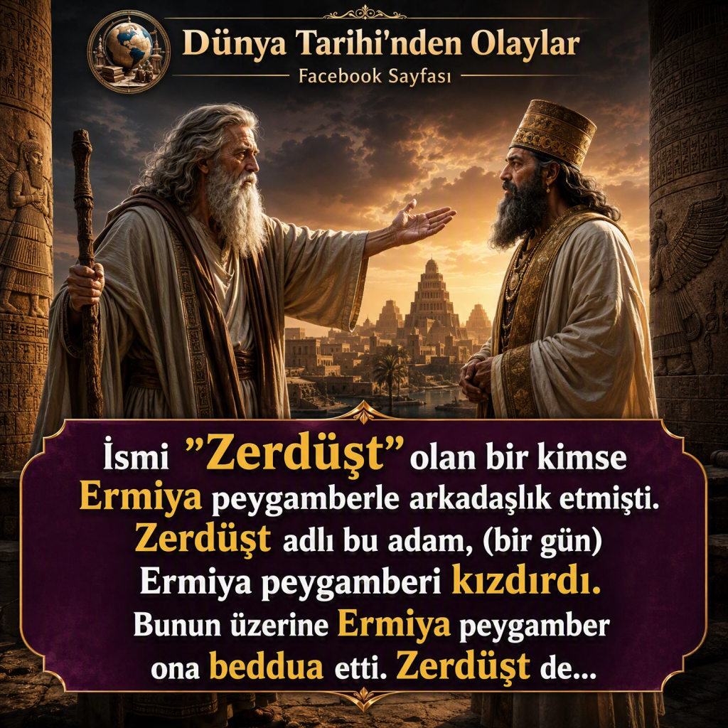 İsmi ”Zerdüşt” olan bir kimse Ermiya peygamberle arkadaşlık etmişti. Zerdüşt adlı bu adam, (bir gün) Ermiya peygamberi kızdırdı. Bunun üzerine Ermiya peygamber ona beddua etti. Zerdüşt de…