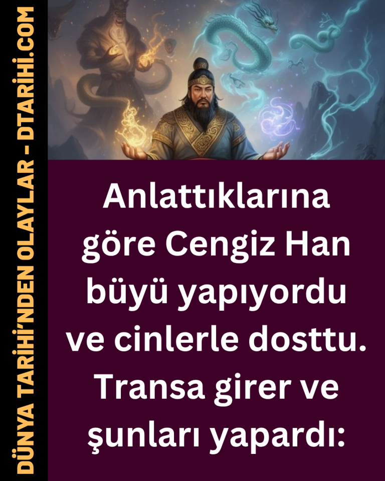 Anlattıklarına göre Cengiz Han büyü yapıyordu ve cinlerle dosttu. Transa girer ve şunları yapardı: