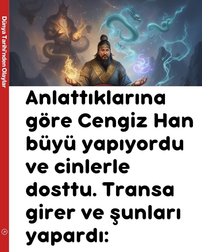 Anlattıklarına göre Cengiz Han büyü yapıyordu ve cinlerle dosttu. Transa girer ve şunları yapardı: