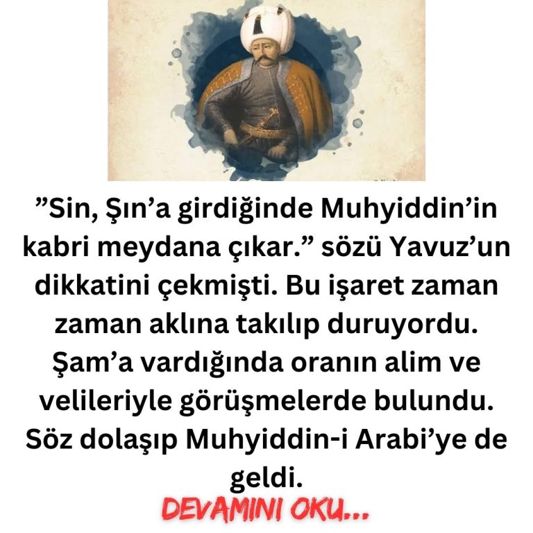 ”Sin, Şın’a girdiğinde Muhyiddin’in kabri meydana çıkar.” sözü Yavuz’un dikkatini çekmişti.  Bu işaret zaman zaman aklına  takılıp duruyordu. Şam’a vardığında oranın alim ve velileriyle görüşmelerde bulundu.  Söz dolaşıp Muhyiddin-i Arabi’ye de geldi.