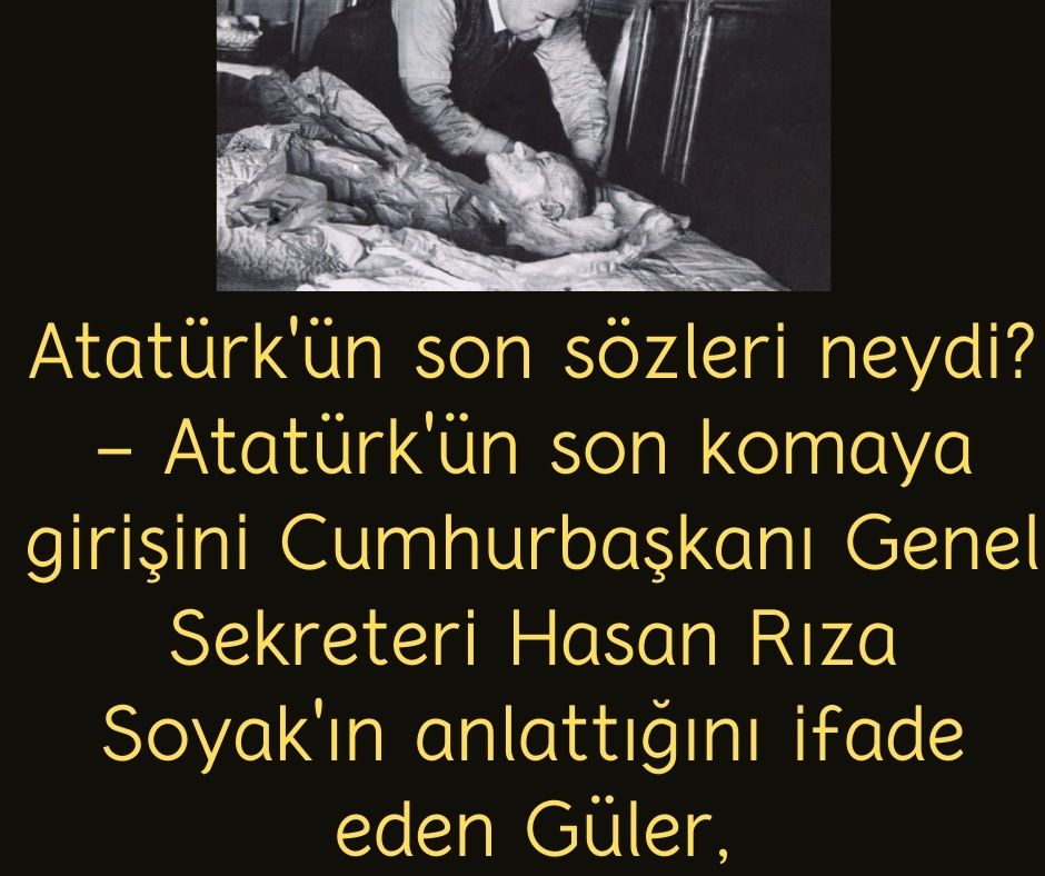 Atatürk'ün son sözleri neydi? - Atatürk'ün son komaya girişini Cumhurbaşkanı Genel Sekreteri Hasan Rıza Soyak'ın anlattığını ifade eden Güler,