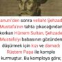 Kanuni’den sonra veliaht Şehzade Mustafa’nın tahta çıkacağından korkan Hürrem Sultan, Şehzade Mustafa’yı babasının gözünden düşürmek için kızı ve damadı Rüstem Paşa ile komplo kurmuştur. Bu komploya göre;