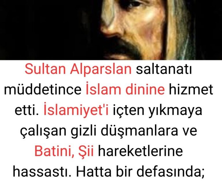 Sultan Alparslan saltanatı müddetince İslam dinine hizmet etti. İslamiyet’i içten yıkmaya çalışan gizli düşmanlara ve Batini, Şii hareketlerine hassastı. Hatta bir defasında;