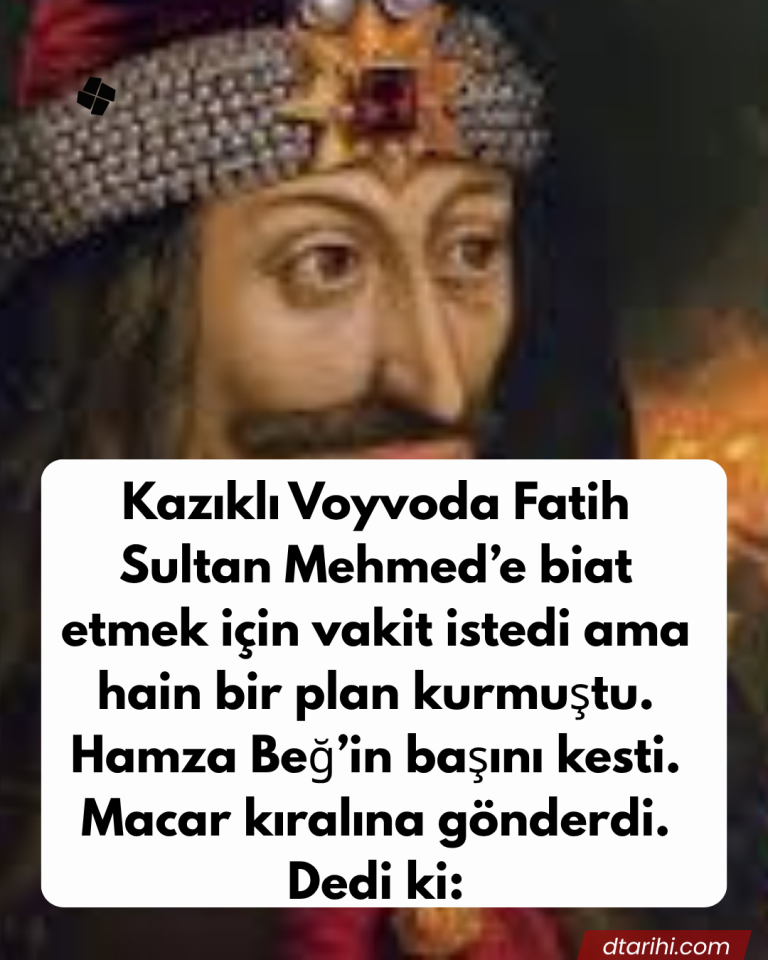 Kazıklı Voyvoda Fatih Sultan Mehmed’e biat etmek için vakit istedi ama hain bir plan kurmuştu. Hamza Beğ’in başını kesti. Macar kıralına gönderdi. Dedi ki: