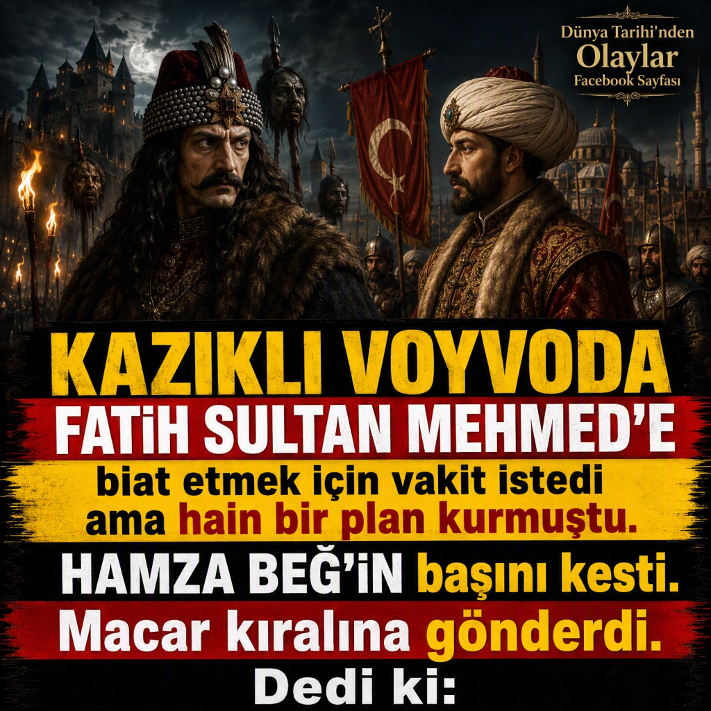 KAZIKLI VOYVODA FATİH SULTAN MEHMED’E biat etmek için vakit istedi ama hain bir plan kurmuştu. HAMZA BEĞ’İN başını kesti. Macar kıralına gönderdi. Dedi ki: