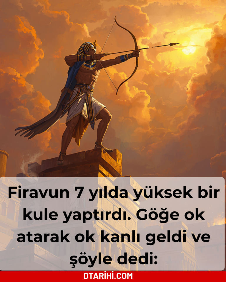 Firavun 7 yılda yüksek bir kule yaptırdı. Göğe ok atarak ok kanlı geldi ve şöyle dedi: