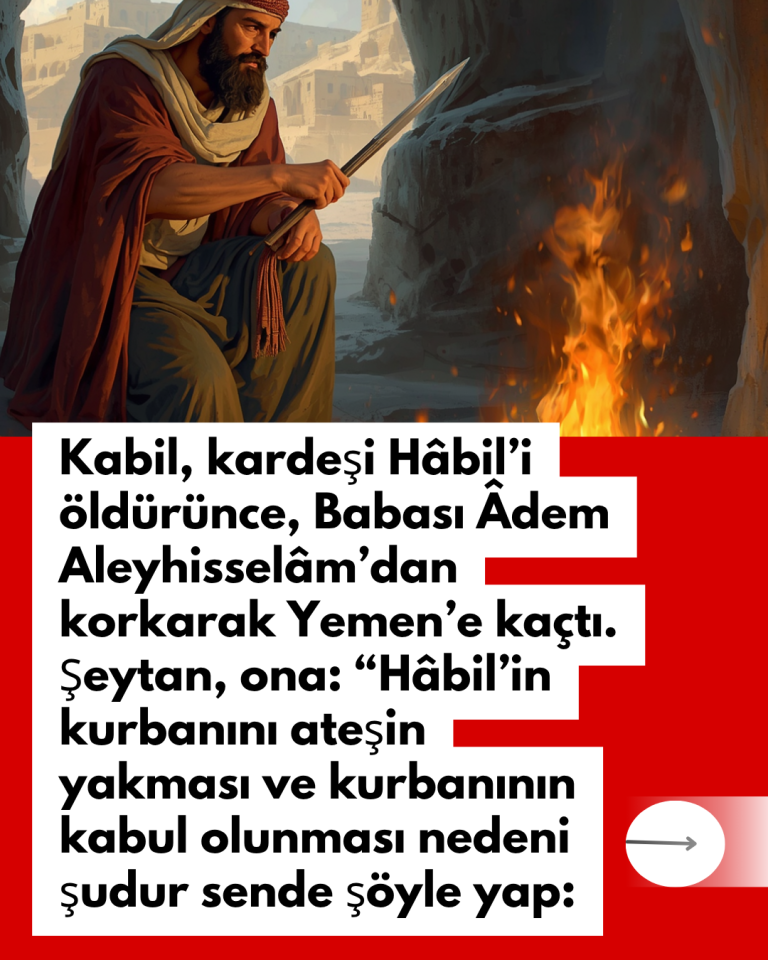 Kabil, kardeşi Hâbil’i öldürünce, Babası Âdem Aleyhisselâm’dan korkarak Yemen’e kaçtı. Şeytan, ona: “Hâbil’in kurbanını ateşin yakması ve kurbanının kabul olunması nedeni  şudur sende şöyle yap: