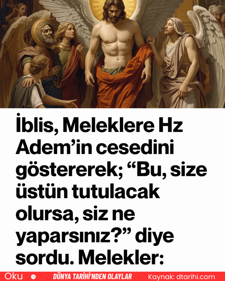 İblis, Meleklere Hz Adem’in cesedini göstererek; “Bu, size üstün tutulacak olursa, siz ne yaparsınız?” diye sordu. Melekler: