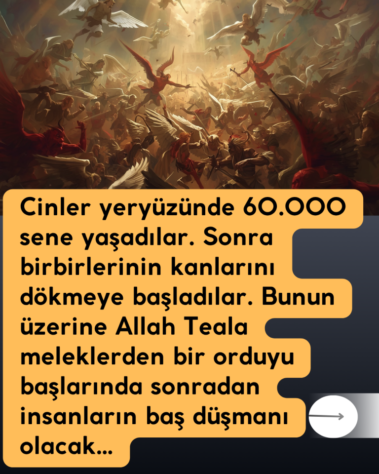 Cinler yeryüzünde 60.000 sene yaşadılar. Sonra birbirlerinin kanlarını dökmeye başladılar. Bunun üzerine Allah Teala meleklerden bir orduyu başlarında sonradan insanların baş düşmanı olacak…
