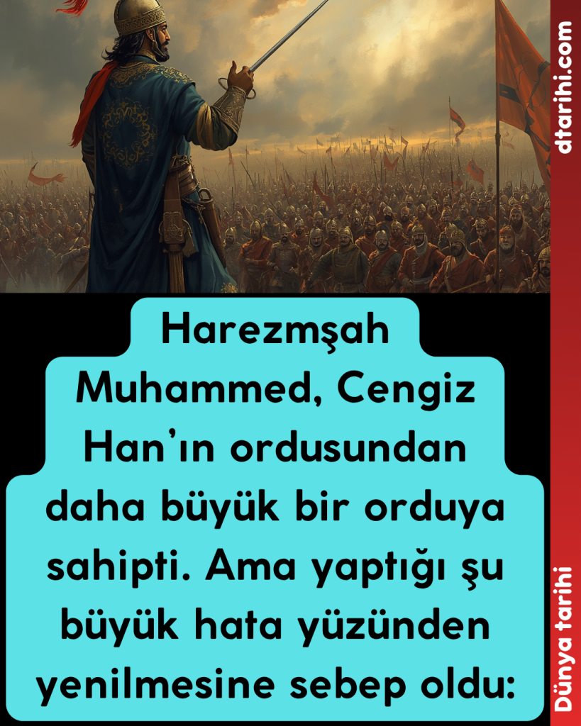 Harezmşah Muhammed, Cengiz Han’ın ordusundan daha büyük bir orduya sahipti. Ama yaptığı şu büyük hata yüzünden yenilmesine sebep oldu: