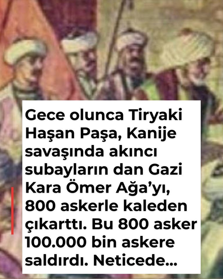 Gece olunca Tiryaki Haşan Paşa, Kanije savaşında akıncı subayların dan Gazi Kara Ömer Ağa’yı, 800 askerle kaleden çıkarttı. Bu 800 asker 100.000 bin askere saldırdı. Neticede…