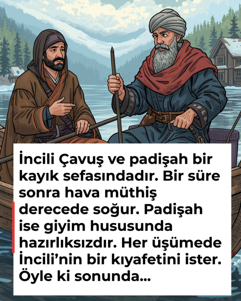 İncili Çavuş ve padişah bir kayık sefasındadır. Bir süre sonra hava müthiş derecede soğur. Padişah ise giyim hususunda hazırlıksızdır. Her üşümede İncili’nin bir kıyafetini ister. Öyle ki sonunda…